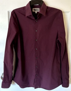 Camisa de Vestir Express 1MX Ajustada Sólida Adulto Granate Hombres Mediana 15/15.5 - Imagen 1 de 12