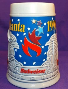 1996 BUDWEISER STEIN ATLANTA 1996 ATENE 1896 100 ANNI OLIMPIADI COLLEZIONISTI STEIN - Foto 1 di 11