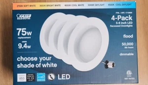 Feit Electric 4-PACK 5-6 inch LED Recessed Dimmable Downlights Multiple Shades - Picture 1 of 4