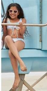 NWT PIlyq 4 Girls Groovy Lace UP Bikini Swimsuit Tie Dye 98347 - Picture 1 of 3