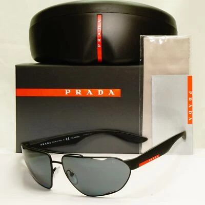 Gafas de sol Prada polarizadas negras envolventes gris piloto para hombre PS56US SPS 56U DG0-5Z1 Foto 1 de 4