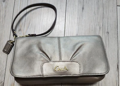 Coach Ashley металлический золото/бронза кожи кредитной карты кошелек с ремешком - вечер застежки - Изображение 1 из 4