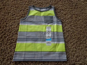 JUMPING BEANS niños nuevo con etiquetas talla 24M sin mangas rayas gris/amarillo/blanco tanque con bolsillo - Imagen 1 de 4