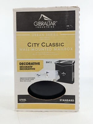 City Classic Wall-Mount Mailbox Small Black Steel - Model BW110000 - Image 1 of 4