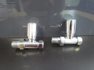 RADIATOR VALVES COTEMPORARY CHROME STRAIGHT FOR TOWEL RAIL - Picture 1 of 3