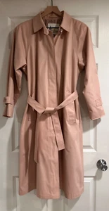 London Fog Pink Cape Back Trench Coat Womens Petite 14 Big Shoulder Pockets Belt - Picture 1 of 13