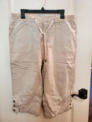 Living Planet Cotton Spandex Light Beige Cropped Pants - Size 12 - Image 1 of 4