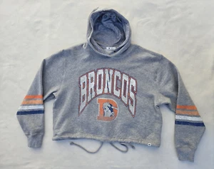 '47 Brand Womens Upland Bennett Denver Broncos Cropped Hoodie Sz Small Gray - Picture 1 of 12