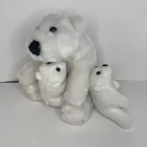 National Wildlife Federation Plush Sitting Momma Polar Bear & Attachable Cubs 7" - Picture 1 of 10