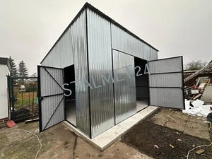 Blechgarage 6x7x3,5m Kondensvlies Dach&Wände Metallgarage Fertiggarage verzinkt - Bild 1 von 5