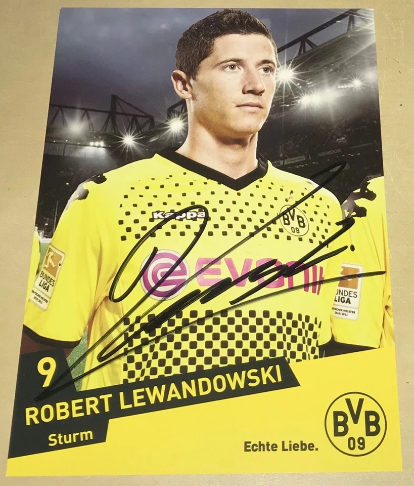 Robert Lewandowski Original Signierte Autogrammkarte BVB Dortmund Autogramm #1 - Bild 1 von 1