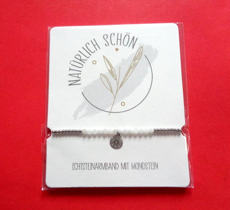 Armband Echtsteinarmband mit MONDSTEIN MANDALA DES GLÜCKS ca. 17 cm HCA - Bild 1 von 1
