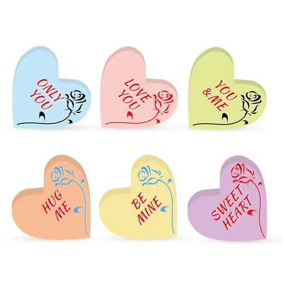 6PCS Wooden Heart Printed Decorative Classic Valentine's Day Table Decorations - Image 1 of 4