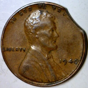 1940 ERROR CLIPPED Lincoln Wheat Cent Coin NICE Clip LOT #10 FREE SHIP - Picture 1 of 4