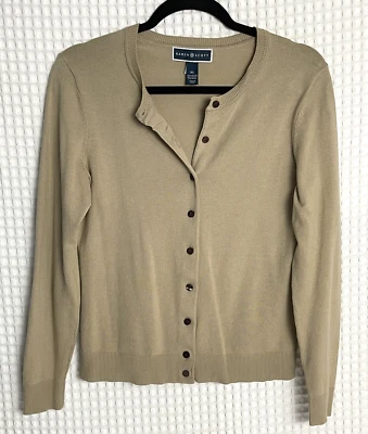 Karen Scott Womens Size PS Brown Long Sleeve Lightweight Button Sweater Top - Image 1 of 4