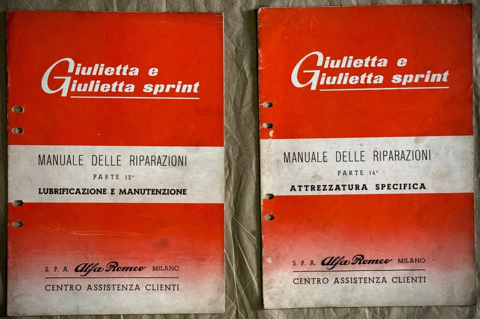 ALFA ROMEO GIULIETTA SPRINT-2 Manuali Riparazioni Lubrificaz./Attrezzatura-1956- - Immagine 1 di 1