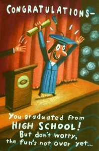 Funny Congratulations High School Graduation Diploma Graduate Greeting Card  - Picture 1 of 3