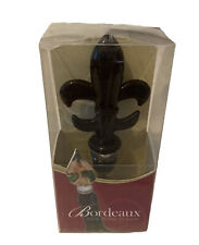 Bordeaux fluer de lis Wine Bottle Stopper Black  Handmade Fits Most Bottles.