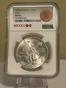 1982-Mo 1 ONCE MEXICO LIBERTAD WINGED-VICTORY NGC MS-66 HIGH GRADE KM# 494.1 - Picture 1 of 7