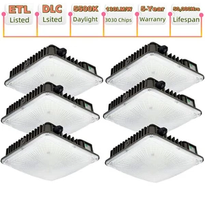 70W LED Canopy Lights,6 Pack,100-130V for Gas Station, Carport, Warehouse,Garage - Picture 1 of 12