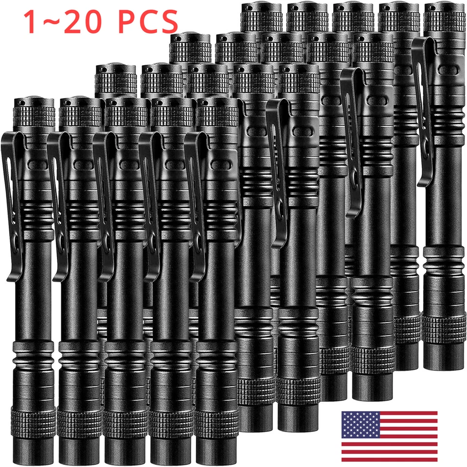 1/20x LED Pen Light Flashlight Penlight Clip Mini Pocket Portable Torch Lamp AAA - Image 1 of 4