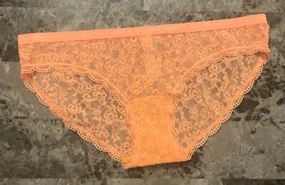 NUEVO CON ETIQUETAS BRAGAS DE BIKINI VICTORIA'S SECRET S NARANJA MELOCOTÓN VIEIRA ENCAJE MALLA LOGO RARAS Foto 1 de 3