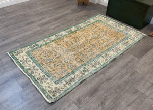 Turkish Rug, Orange Handmade Rug, Oriental Rug, Wool Rug, 3.5 x 6.7 ft - Picture 1 of 9