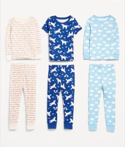 NWT Old Navy Girls 6pc Snug fit Pajamas set Rainbow Unicorn size 6T - Picture 1 of 3