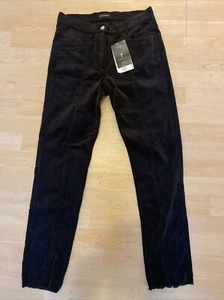 NWT Golfino Ladies FEATHERS CORDUROY Pants Raw Hem SLIM 3361227 890 Black 6 NEW - Picture 1 of 4