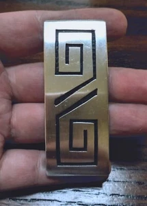 Vintage Sterling Silver Hopi Overlay Belt Buckle Andrew Saufkie Early 1970s - 3" - Picture 1 of 9
