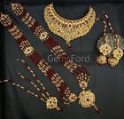High Neck Indian Pakistani Bridal Jewellery Necklace Choker Earrings Tikka Set 