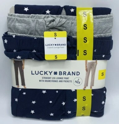 Women's Small Lucky Brand 2-Pack Lounge Pants Straight Leg Pajamas Drawstring - Image 1 of 4