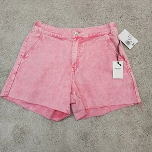 Forever 21 Womens Pink Denim Cut Off Shorts High Rise Raw Hem Stretch Small NEW - Picture 1 of 11