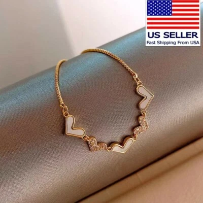 Moda Mujeres Cristal Retro Pulsera Madre Concha Amor Corazón Bling Estilo 0983 Foto 1 de 3