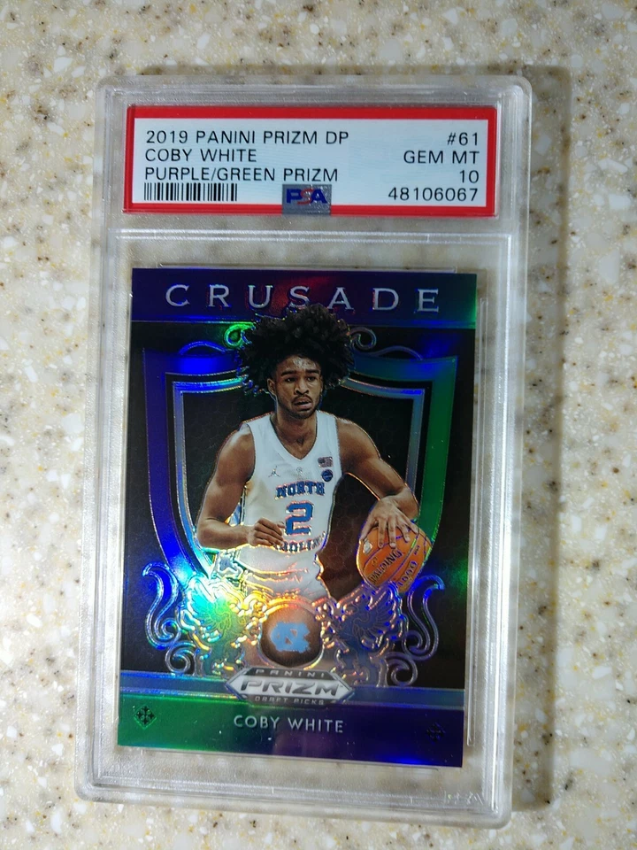 2019/20 Panini Prizm /199 Coby White RC Crusade Purple/Green Prizm PSA 10  #61 - Image 1 of 2