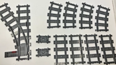Lego Train Plastic Tracks Grey - YOU PICK  - Straight Curves and Switch - Image 1 of 4