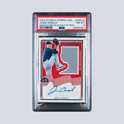 2025 STARS & STRIPES USA JAMIE ARNOLD/199 SIGNA TURE SILHOUETTE MAT POP 1 PSA 8 - Image 1 of 4