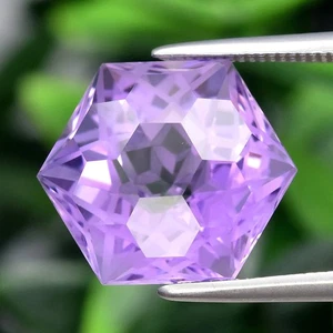 π 5.69ct 12.5x11mm VVS Hexagon Natural Purple Amethyst - Unheated, Brazil Gem - Picture 1 of 4