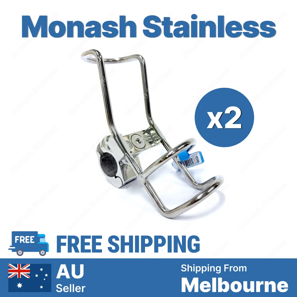 2x 316 Stainless Steel Rod Holder Rail Mount Wire Fishing Boat Marine 360 Degree