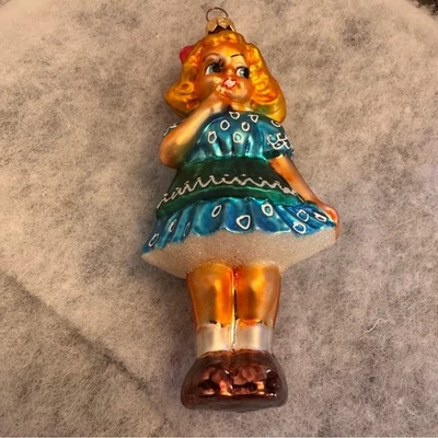 Кристофер Радко Изящная Джейн Блондинка Девушка с синим платьем Рождественское украшение - Изображение 1 из 4