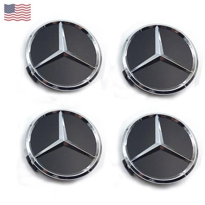 4PCS For Mercedes-Benz Black Chrome Wheel Center Hub Caps 75MM AMG WREATH — 第 1/4 张图片