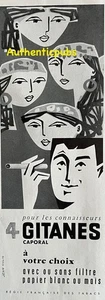 PUBLICITE GITANES CAPORAL CIGARETTE TABAC SIGNE JEAN COLIN DE 1959 FRENCH AD PUB - Picture 1 of 1