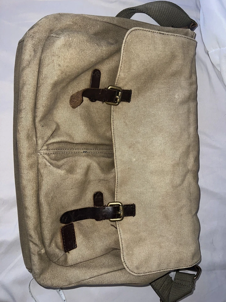 Vintage Levi Strauss Unisex Olive Green Leather Straps Shoulder Messenger Bag - Image 1 of 4