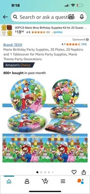 Mario Cumpleaños Fiesta Suministros Telón de fondo incluido no en fotos originales  Foto 1 de 2