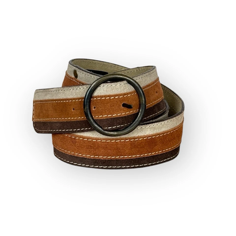 Cinturón a rayas de gamuza marrón neutro boho talla L anillo O minimalista informal de ASOS para mujer Foto 1 de 4