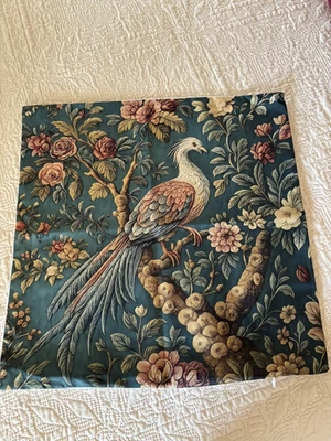 18 «X 18» зеленый, персиковый, бежевый птица цветочный наволочка - новый без ЯРЛЫКОВ - Изображение 1 из 3