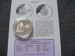 W307a Malta Silver Proof 5 Pounds 1992 Valletta 31.47g .925 COA - Picture 1 of 4