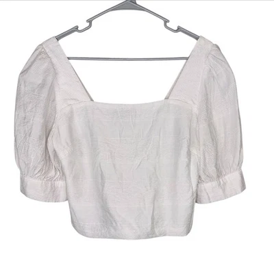 Top corto Lucy Paris blanco manga abullonada talla mediana Foto 1 de 4