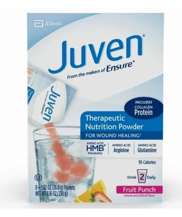 Juven Therapeutic Nutrition Powder 8 Pack FRUIT PUNCH Wound Healing EXP 10/22