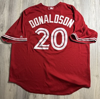 Josh Donaldson #20 Toronto Blue Jays MLB Baseball Majestic Red Jersey Size 2XL - Image 1 of 3